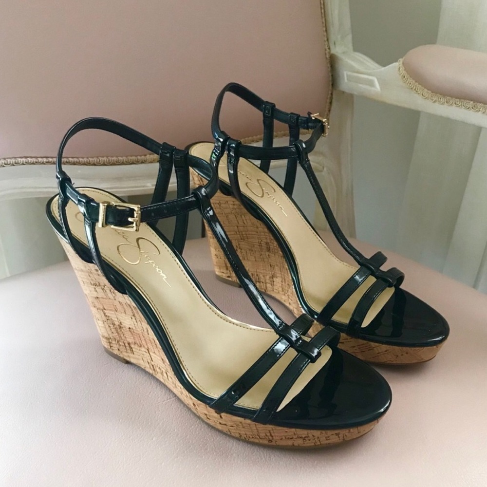 Jessica Simpson Cork Patent Wedges